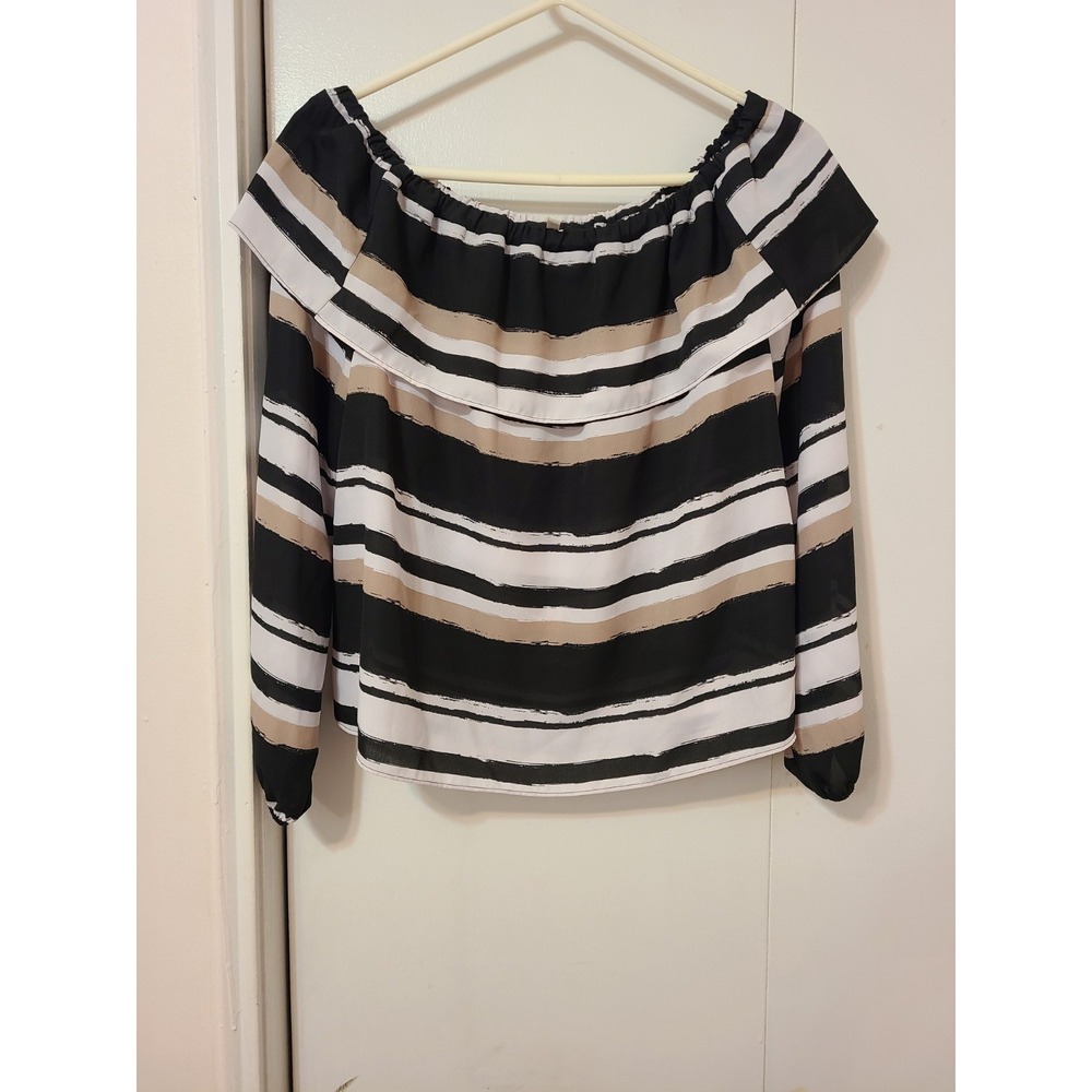 Cato Women's On Or Off The Shoulder Striped Blouse Size XS